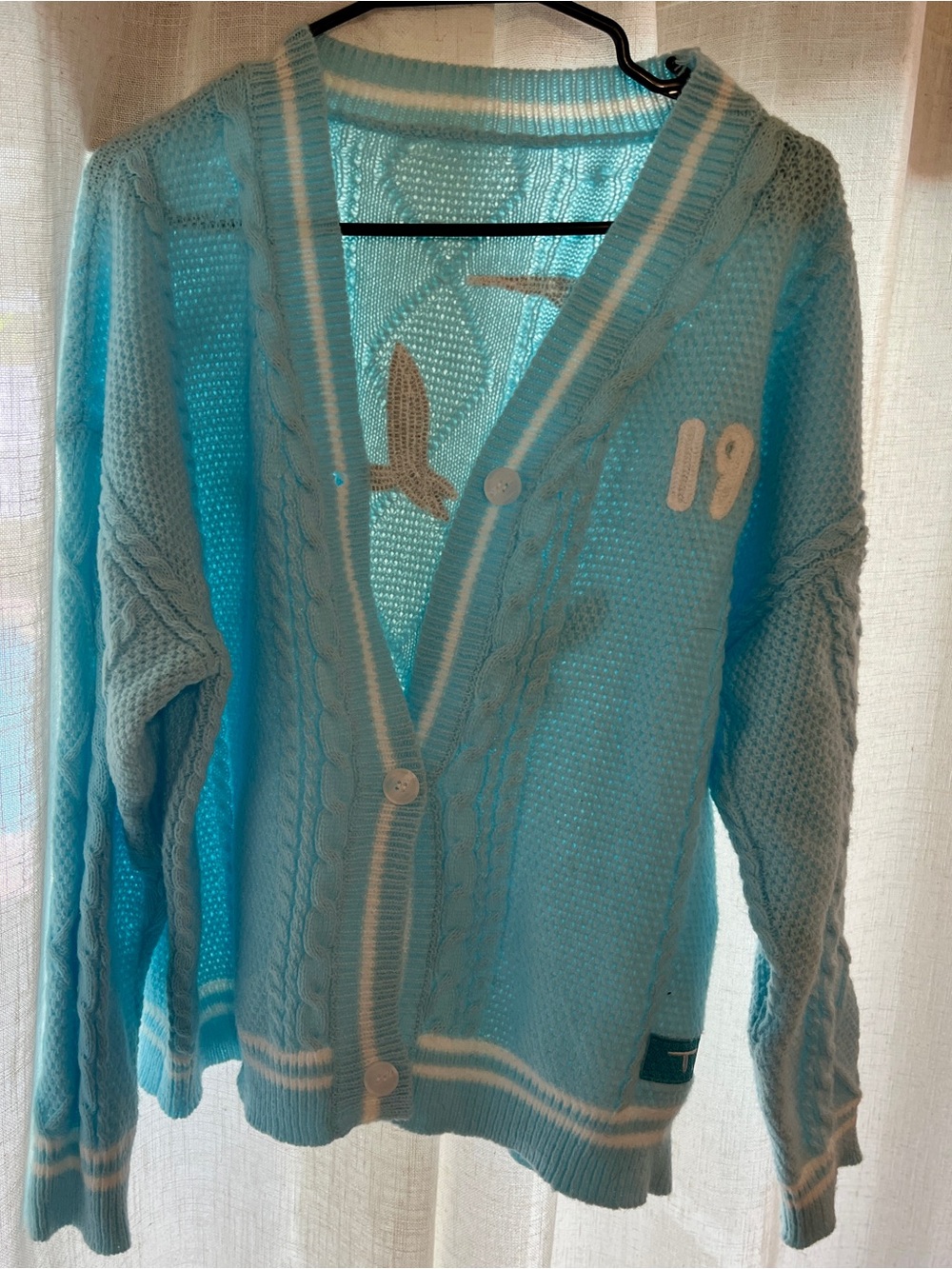 Taylor Swift 1989 - Light Blue Women's Cable Knit Cardigan Sweater